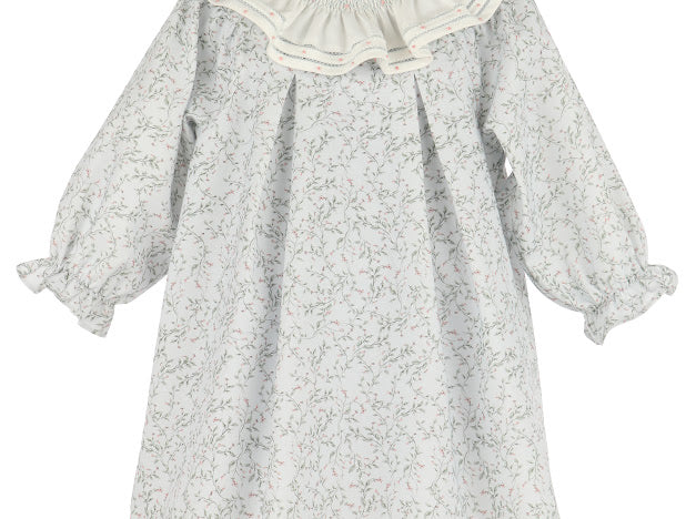 long sleeve floral smock dress Luli & Me Girls Blue Willow Floral Dress