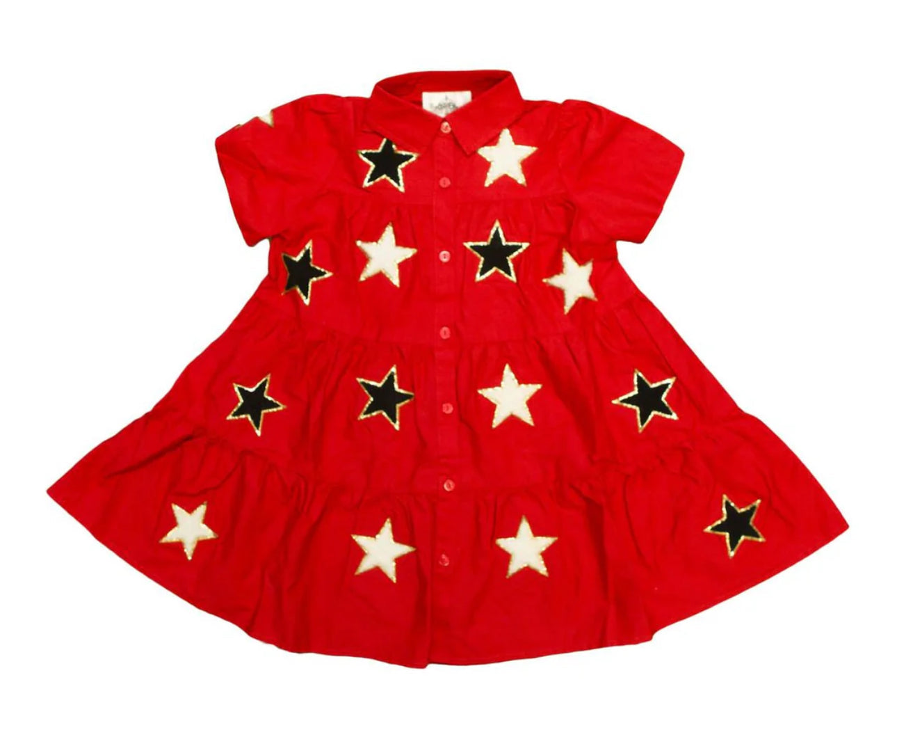 Red And Black Chenille Star Adult Dress L
