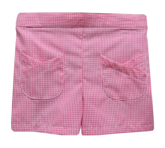 Vive La Fete Candy Pink Gingham Girl Shorts With Tulip Pocket