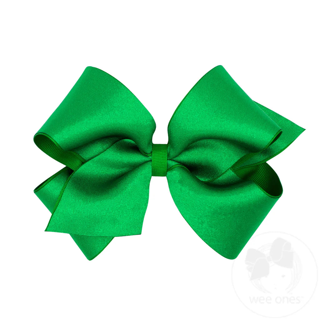 Medium Satin Grosgrain Overlay bow-Green
