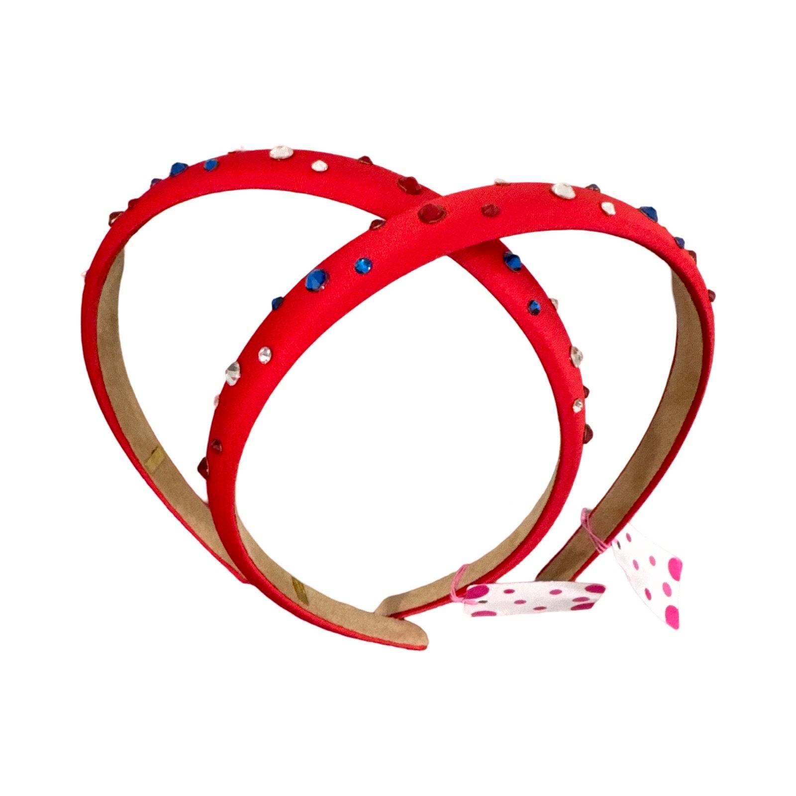 Bari Lynn Thin Red, White and Blue Americana Satin Headband