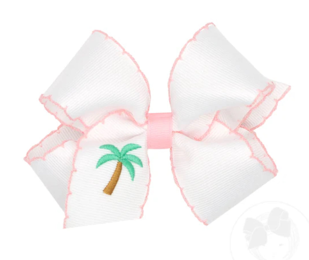 King Grosgrain Bows with Moonstitch Edge and Palm Tree Embroidery