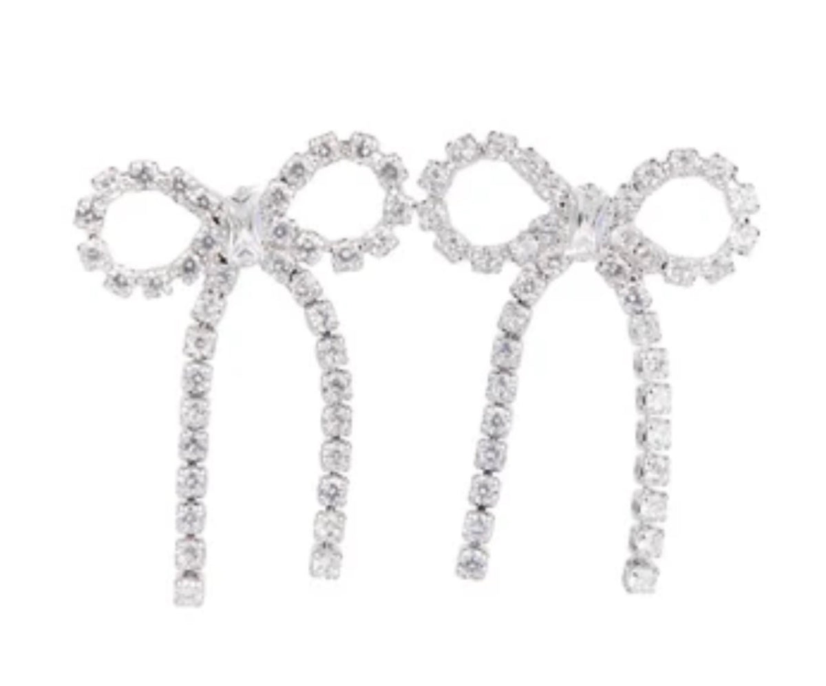 Sparkling Rhinestone Bow Earrings
