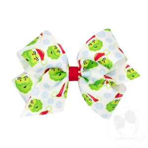 Wee Ones King Holiday-themed Grinch Grosgrain Hair Bow