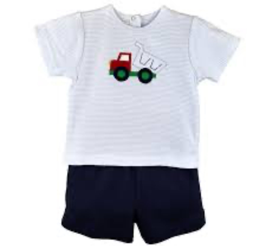 Petit Ami Dump Truck Appliqué Short Set