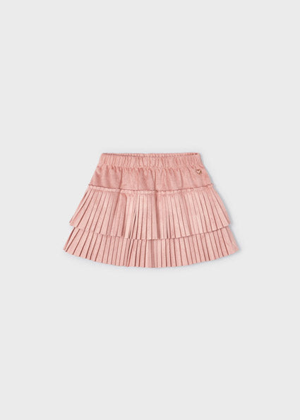 Mayoral Pleated Suede Skirt-Blush