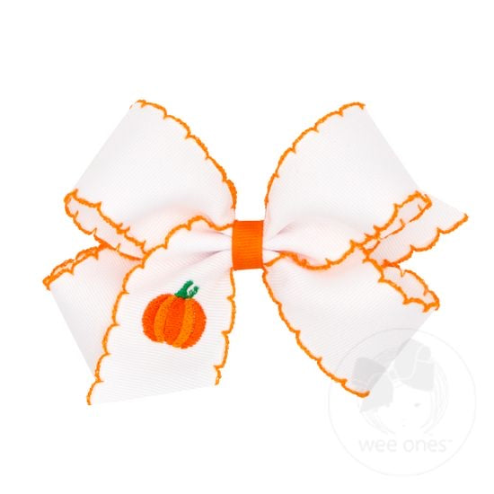 Wee Ones King Moonstitch Embroidered Pumpkin Bow