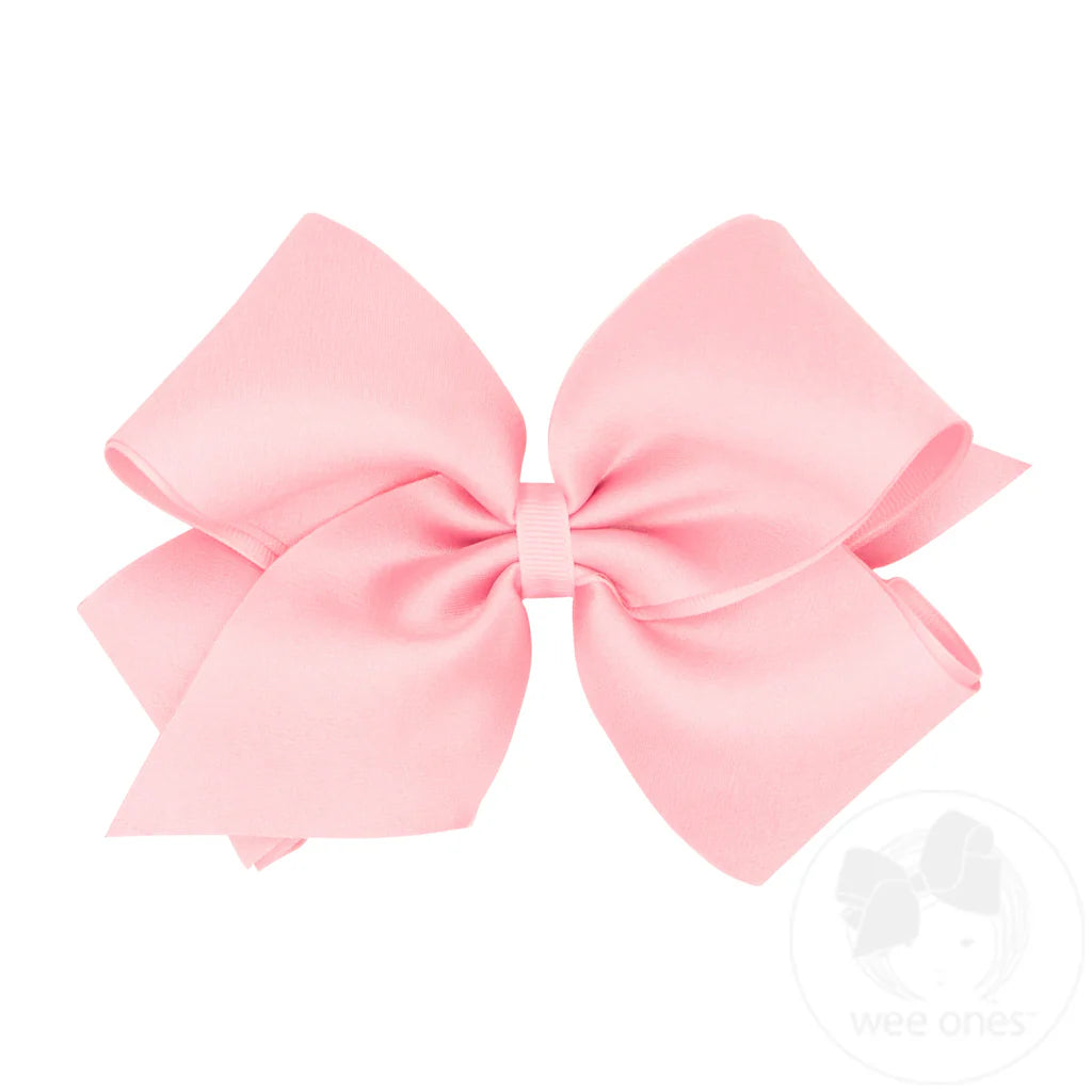 Medium Satin Grosgrain Overlay bow-Light Pink