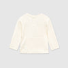 Long Sleeve Beige Tee Shirt with Gold Glitter Bow