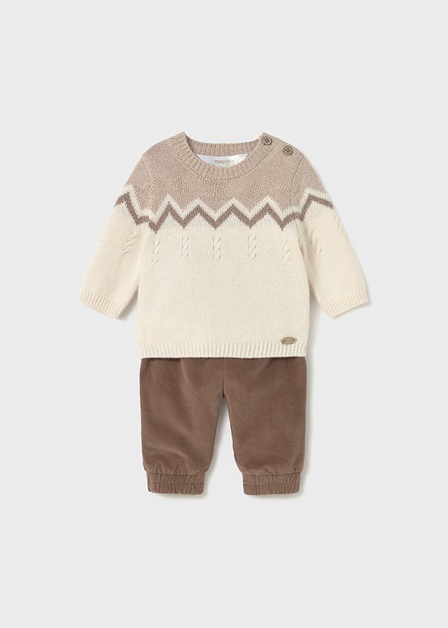 Knit Sweater with Cord Jogger Set