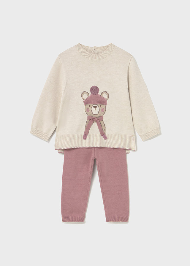 2 Piece sweater set with Bear Applique