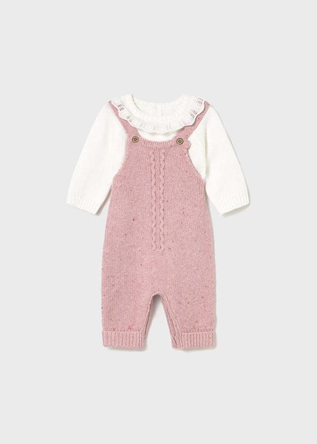 Baby Girls Knit Dungree Set