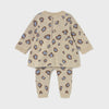 Baby Girls Knit Pant Set-Blue & Taupe Cheetah