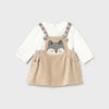 Cord Dungaree Skirt with matching l/s Top-Fox Applique