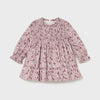 Flower Print Velour Long Sleeve Dress