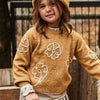 Flower Applique Sweater-Mustard