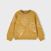 Flower Applique Sweater-Mustard