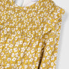Smocked Floral Print Dress-Mustard