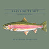 Boys' Short Sleeve Cotton T-shirt in Hedge Green with Rainbow Trout Fish