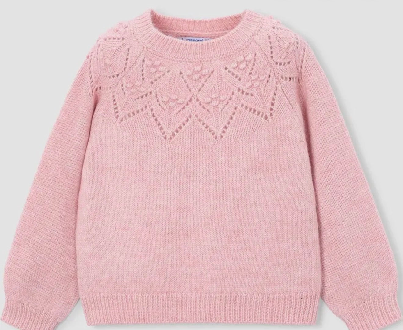 Girls Pastel Pink Openwork Knit Sweater