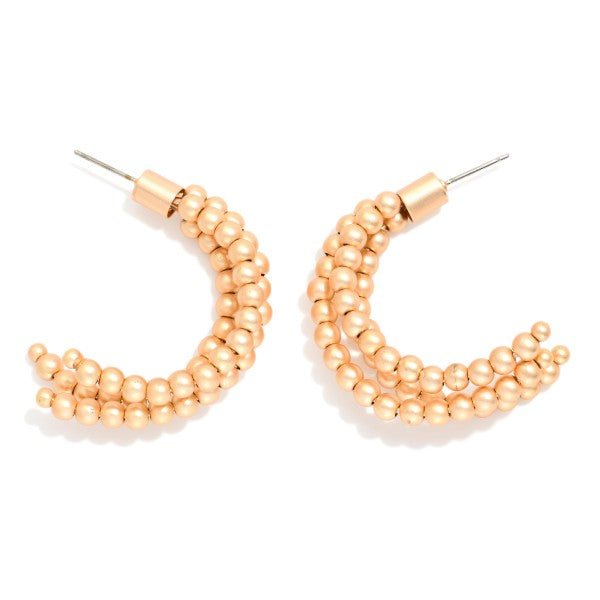 Beaded Triple Open Hoop Earrings