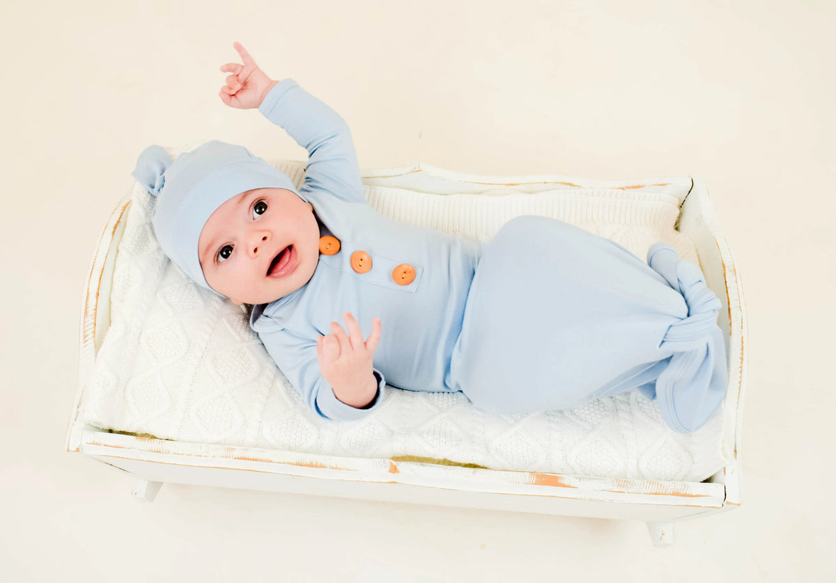 Baby Blue Infant Knot  Gown