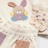 Baby Girl Colorful Bunny Embroidered Jogger Set with Matching Socks