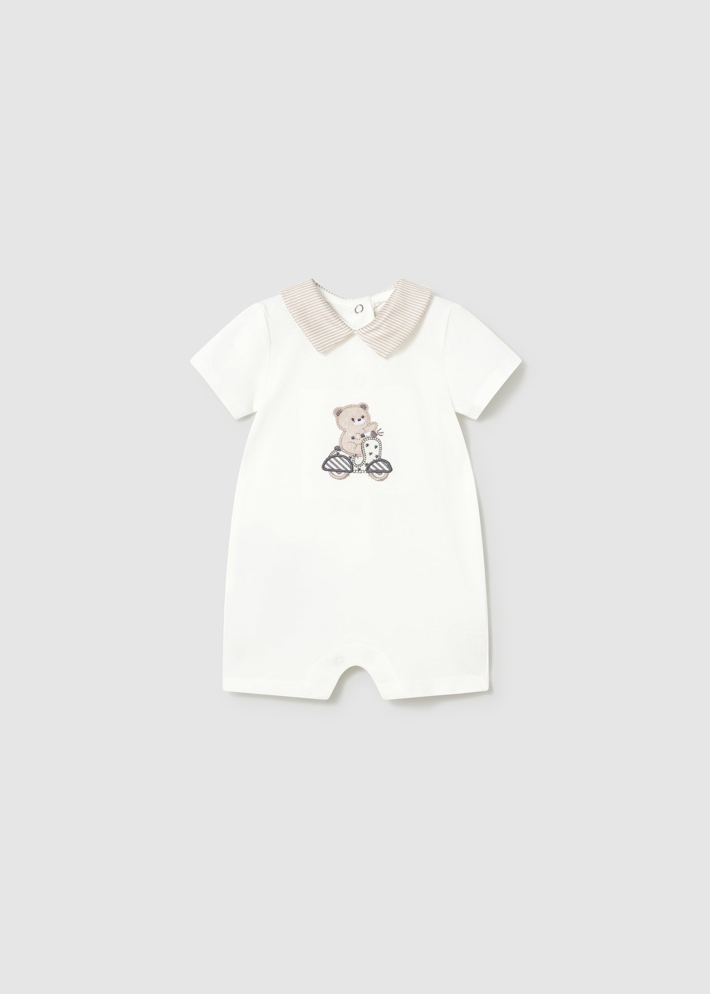 Baby Boys Scooter Bear Appliqué Jumpsuit