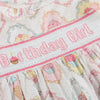 Pink and White Birthday Girl Smocked Dress