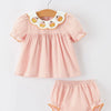 Halloween Pumpkin Embroidered Girls Bloomer Set