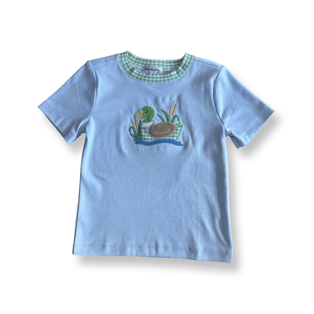 Magnolia Baby S/S Gingham Mallard Appliqué Tee