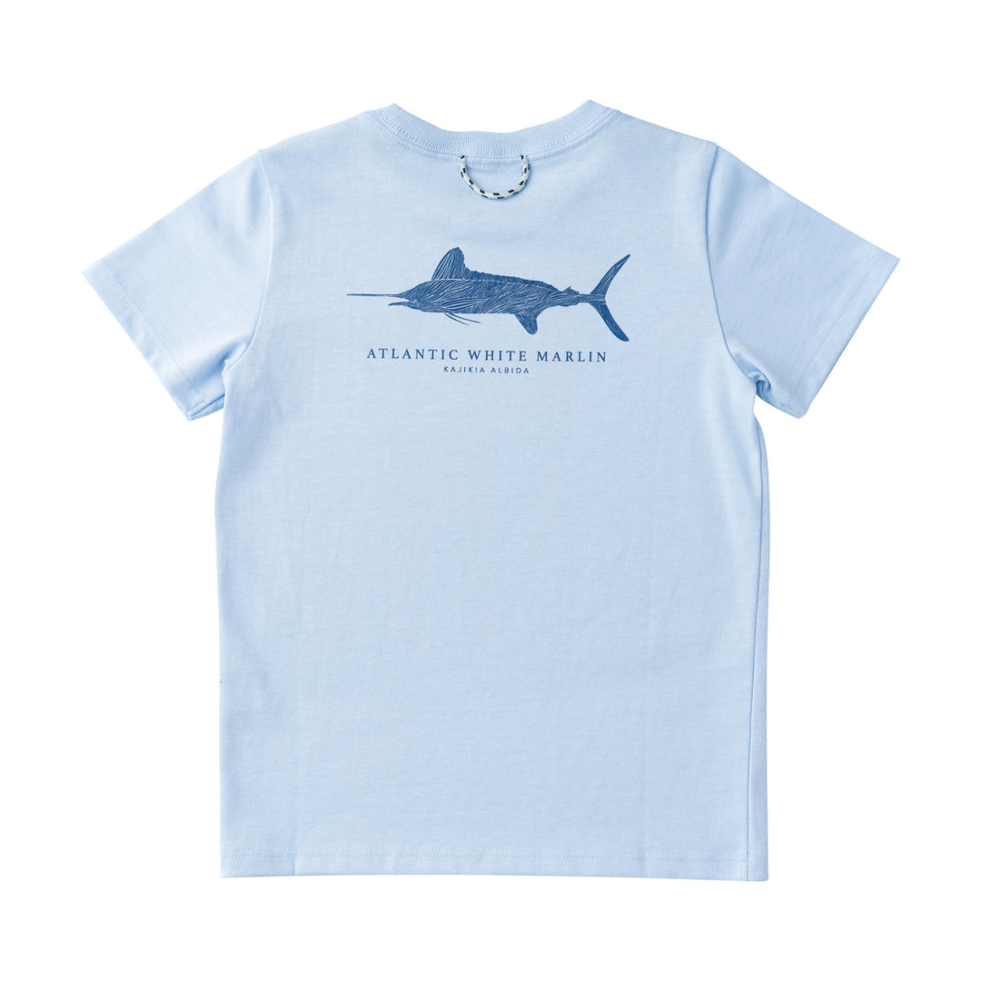 KID'S COTTON SHORT SLEEVE T-SHIRT - ATLANTIC
WHITE MARLIN ART