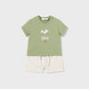 Mayoral Sage Green Car Short Set-2 Piece Set