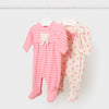 Mayoral Pink Striped Bear Head Appliqué Footed Sleeper