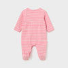 Mayoral Pink Striped Bear Head Appliqué Footed Sleeper