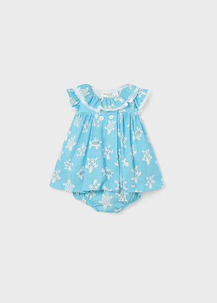 Mayoral Muslin Sea Turtle Dress with Bloomers