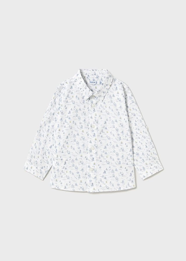 Mayoral Boy's L/S Tiny Sailboat Print Button-down Shirt