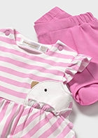 Mayoral Baby Girl Pink Striped Chick Short Set