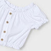 Mayoral Girls White w/Button Detail Cropped Top