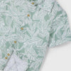 Boy's Tropical Print Button Down Shirt-Sage