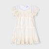 Mayoral Embroidered Tulle Dress Beige