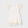 Mayoral Embroidered Tulle Dress Beige