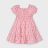 Girl's Printed Smocked Dress- Salmon