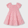 Girl's Printed Smocked Dress- Salmon