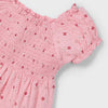 Girl's Printed Smocked Dress- Salmon