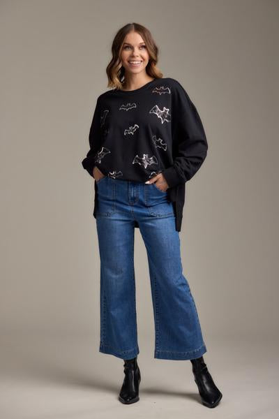 Women’s Sequin Bat Sweatshirt -One Size