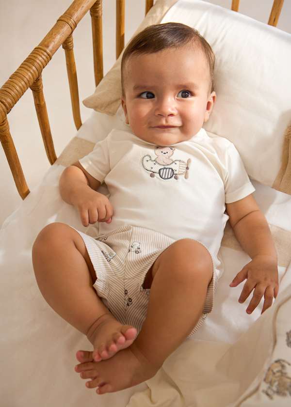 Baby Boys Teddy Bear Appliqué Short Set