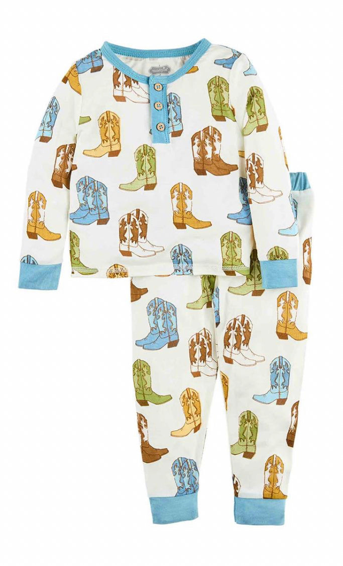 Mudpie Cowboy Boot Boys PJ Set