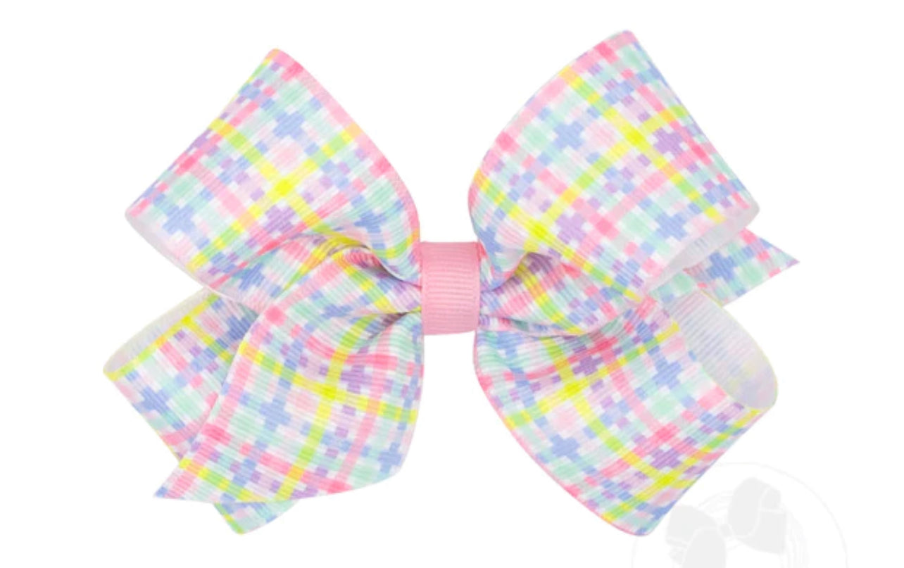 Wee Ones Medium Spring Plaid Print Bow