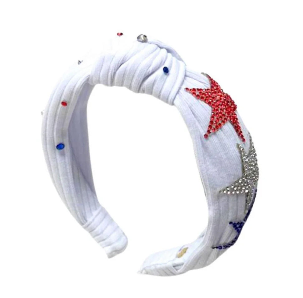 Bari Lynn Red, White and Blue Americana Star Knot Headband